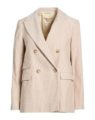 Momoní Woman Blazer Cream Size 6 Cotton, Hemp In Neutral