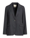 Momoní Woman Blazer Grey Size 8 Polyester, Wool, Linen, Elastane In Black