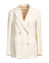 Momoní Woman Blazer Ivory Size 8 Viscose, Linen, Polyamide In White