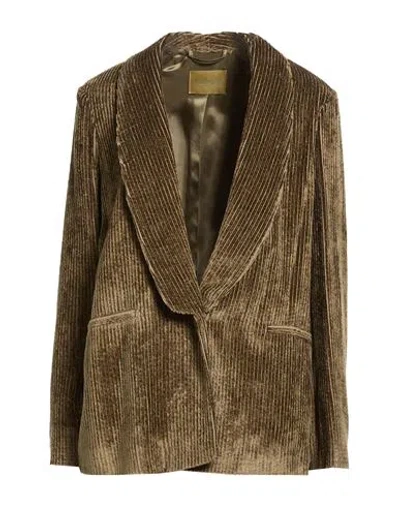 Momoní Woman Blazer Khaki Size 12 Viscose In Brown