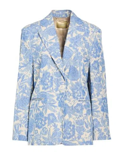 Momoní Woman Blazer Light Blue Size 4 Viscose, Polyester