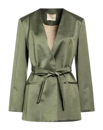 Momoní Woman Blazer Military Green Size 6 Cotton, Viscose, Elastane