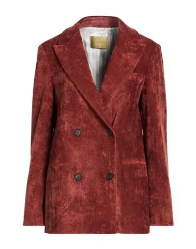 Momoní Woman Blazer Rust Size 10 Viscose, Cotton, Elastane In Burgundy