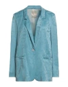 Momoní Woman Blazer Turquoise Size 8 Cupro, Viscose In Blue