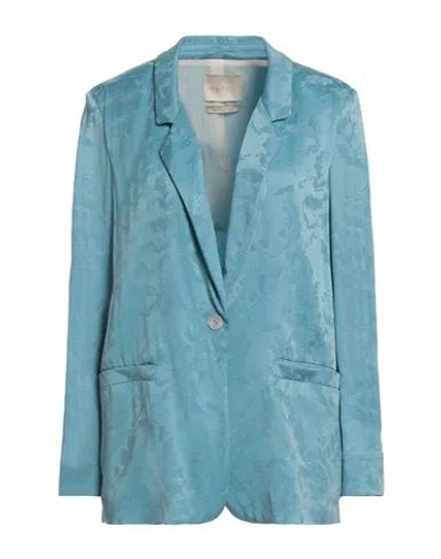 Momoní Woman Blazer Turquoise Size 8 Cupro, Viscose In Blue