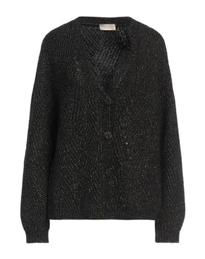 Momoní Woman Cardigan Black Size M Virgin Wool, Metallic Fiber, Polyamide