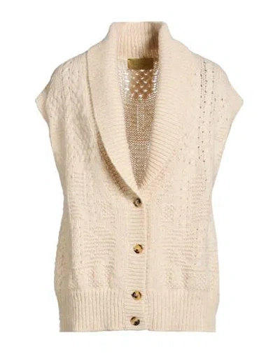 Momoní Woman Cardigan Cream Size L Merino Wool, Alpaca Wool, Polyamide In Neutral