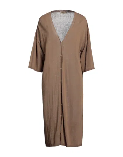 Momoní Woman Cardigan Khaki Size S Cotton, Linen, Polyamide In Beige