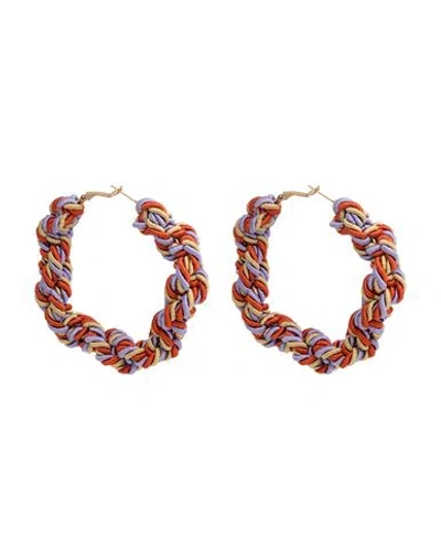 Momoní Woman Earrings Orange Size - Cotton, Metal, Acetate