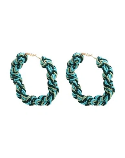 Momoní Woman Earrings Turquoise Size - Cotton, Metal, Acetate In Blue