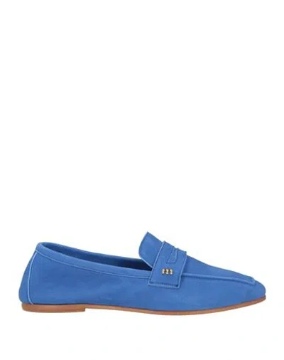 Momoní Woman Loafers Azure Size 8 Leather In Blue