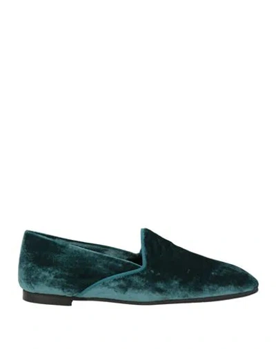 Momoní Woman Loafers Deep Teal Size 11 Viscose, Polyamide In Green