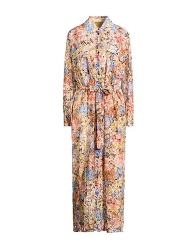 Momoní Woman Maxi Dress Beige Size 10 Viscose, Cotton, Polyamide In Multi