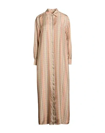 Momoní Woman Maxi Dress Beige Size 12 Silk In Brown