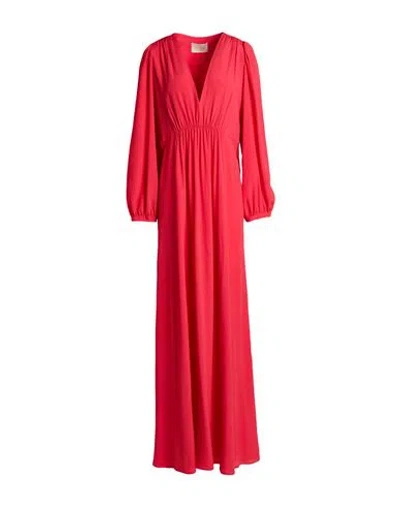 Momoní Woman Maxi Dress Coral Size 4 Acetate, Silk In Red