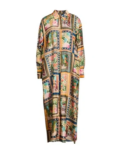Momoní Woman Maxi Dress Green Size 8 Silk In Brown