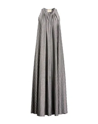 Momoní Woman Maxi Dress Grey Size 6 Polyester, Viscose, Metallic Polyester, Polyamide, Elastane In Multi