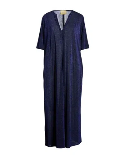 Momoní Woman Maxi Dress Midnight Blue Size 8 Polyester, Viscose, Polyamide, Metal Fiber, Elastane