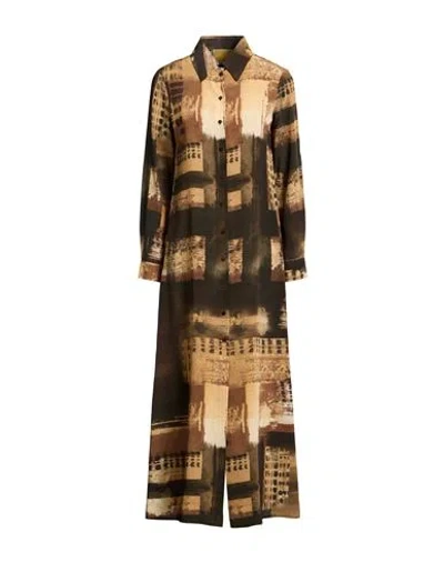 Momoní Woman Maxi Dress Military Green Size 10 Silk In Brown