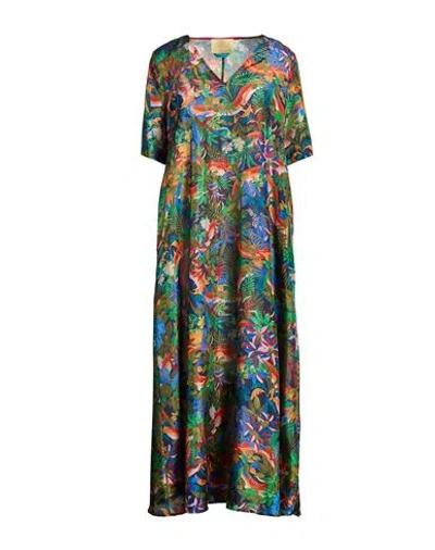 Momoní Woman Maxi Dress Navy Size 8 Silk In Multi