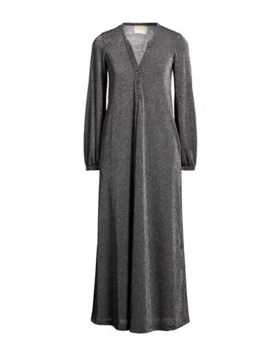 Momoní Woman Maxi Dress Silver Size 6 Polyester, Viscose, Polyamide, Metal Fiber, Elastane