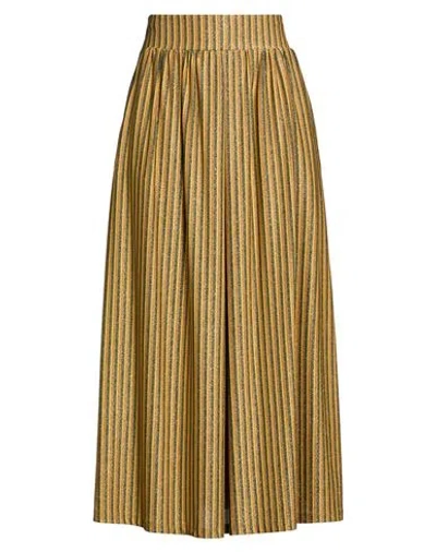 Momoní Woman Maxi Skirt Mustard Size 6 Polyester, Viscose, Metallic Polyester, Polyamide, Elastane In Yellow