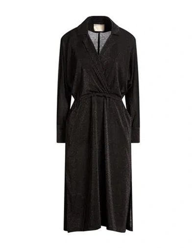 Momoní Woman Midi Dress Black Size 6 Polyester, Viscose, Polyamide, Metallic Fiber, Elastane