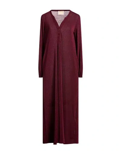 Momoní Woman Midi Dress Burgundy Size 6 Polyester, Viscose, Polyamide, Metallic Polyester, Elastane