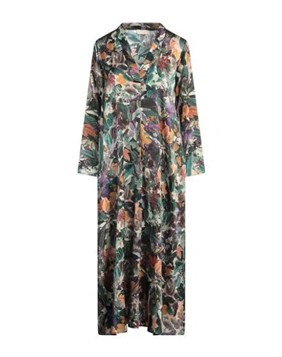 Momoní Woman Midi Dress Green Size 6 Silk, Elastane