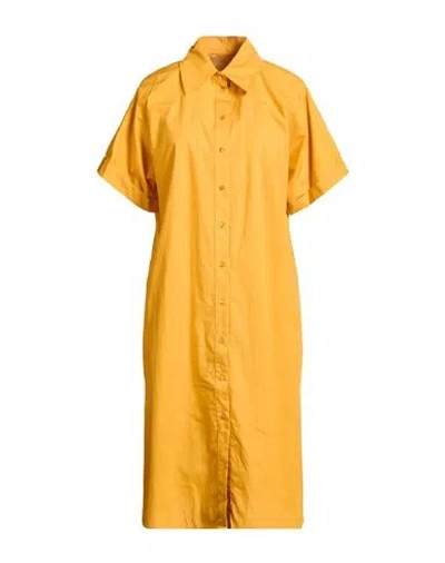 Momoní Woman Midi Dress Mandarin Size 12 Cotton In Orange