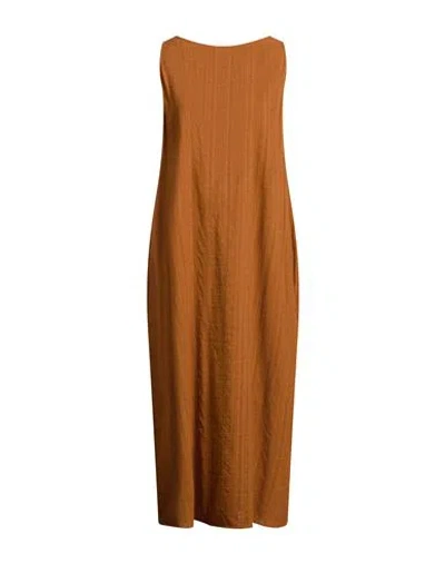 Momoní Woman Midi Dress Rust Size 10 Cotton, Viscose, Modal, Silk In Red