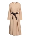 Momoní Woman Midi Dress Sand Size 4 Virgin Wool, Polyester, Viscose, Polyamide, Elastane In Beige
