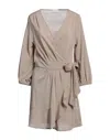 Momoní Woman Mini Dress Beige Size L Polyester, Viscose, Polyamide, Elastane