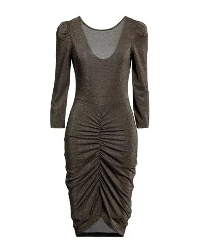 Momoní Woman Mini Dress Gold Size L Polyester, Viscose, Polyamide, Elastane