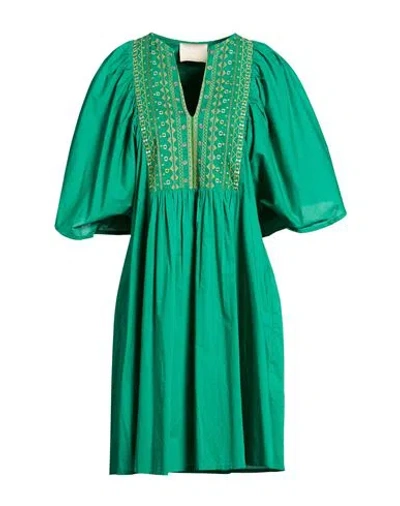 Momoní Woman Mini Dress Green Size 8 Cotton