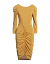 Momoní Woman Mini Dress Marigold Size L Polyester, Viscose, Polyamide, Elastane In Yellow