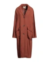 Momoní Woman Overcoat & Trench Coat Brick Size 4 Linen In Red