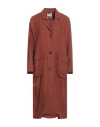 Momoní Woman Overcoat & Trench Coat Rust Size 8 Linen In Red