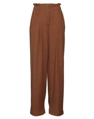 Momoní Woman Pants Brown Size 6 Virgin Wool, Polyester, Viscose, Polyamide, Elastane