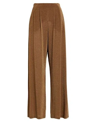 Momoní Woman Pants Khaki Size 4 Polyester, Viscose, Polyamide, Metallic Polyester, Elastane In Brown
