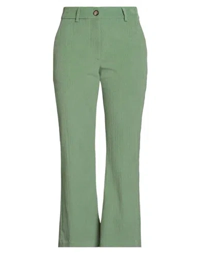 Momoní Woman Pants Light Green Size 10 Cotton, Modal, Elastane