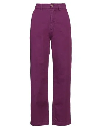 Momoní Woman Pants Mauve Size 10 Cotton In Burgundy