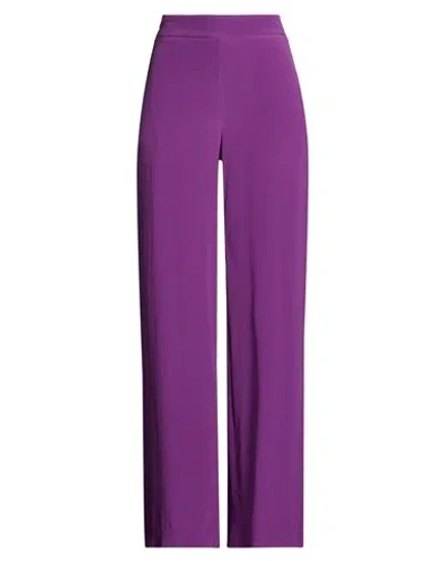 Momoní Woman Pants Purple Size 10 Acetate, Silk