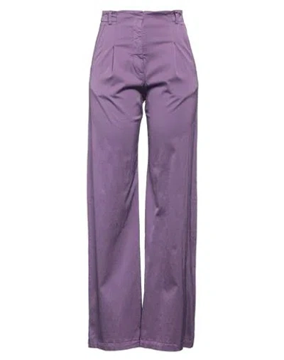 Momoní Woman Pants Purple Size 12 Viscose, Cotton, Elastane