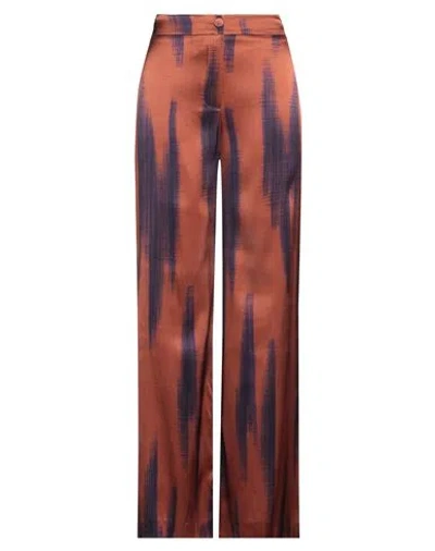 Momoní Woman Pants Rust Size 6 Silk, Elastane In Red