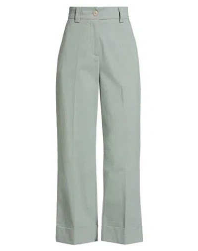 Momoní Woman Pants Sage Green Size 2 Cotton, Elastane