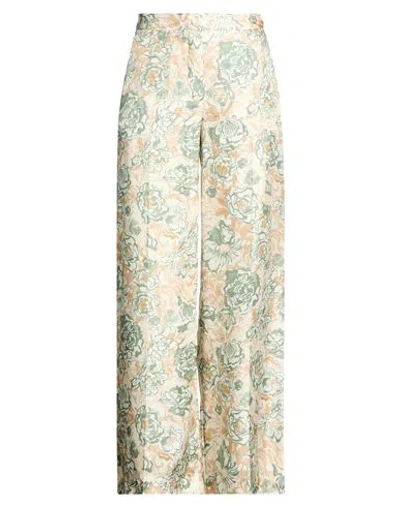 Momoní Woman Pants Sage Green Size 6 Silk In Multi