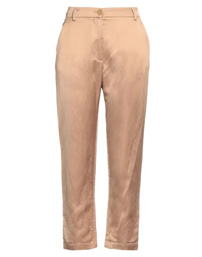Momoní Woman Pants Sand Size 4 Viscose, Linen, Cotton In Beige