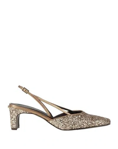 Momoní Woman Pumps Gold Size 6 Textile Fibers In Neutral