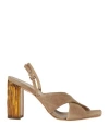 Momoní Woman Sandals Camel Size 7 Leather In Beige